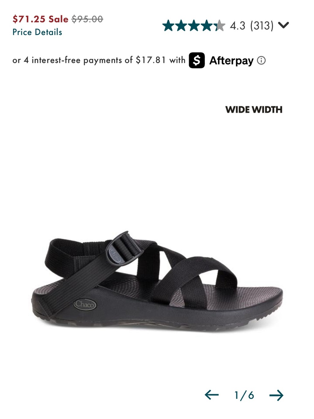 Chaco Men's Black Adjustable Strappy Sandals